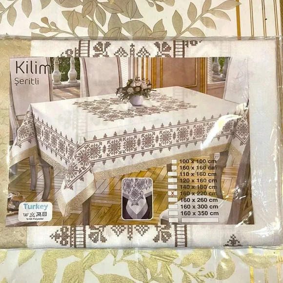 turkey Other - Kilim Printed with an embroidery pattern Tablecloth 150x220cm White Turkey